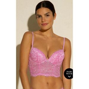 Cosabella New Magnolia Longline Underwire Lace Pink Bustier Top Tank 32 C